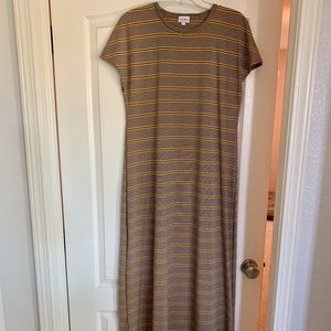💙LuLaRoe💛 EUC Size L Blue/Yellow Striped Maria